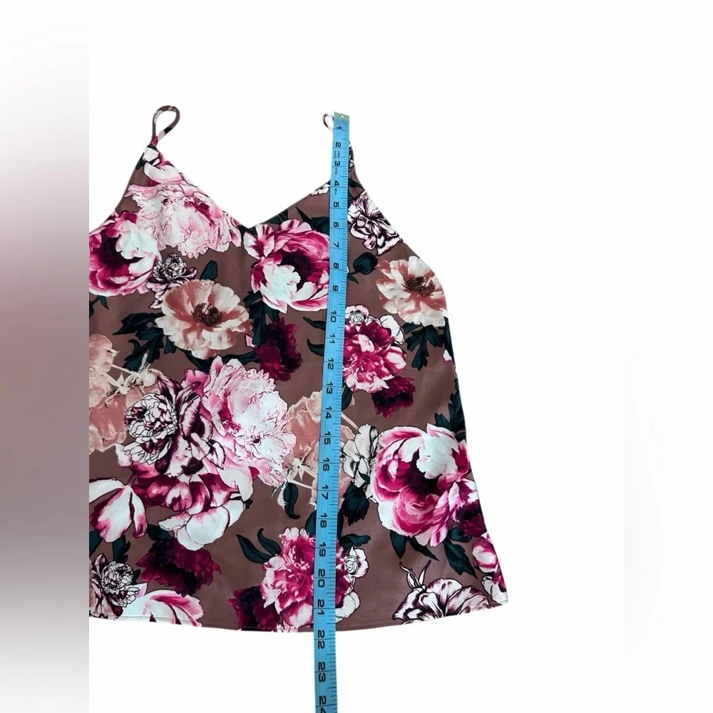 Victoria’s Secret Silky Mauve Floral Cami Sleep Top Tulip Hem Womens Sz Small